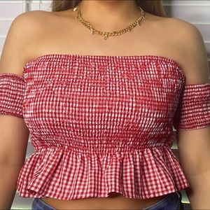 Red crop shirt
